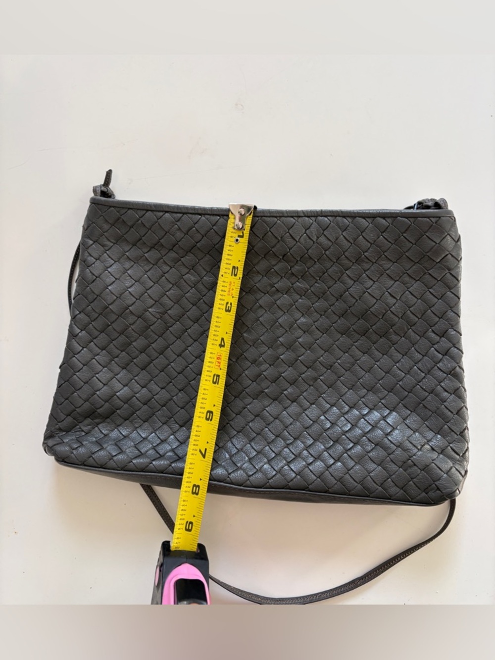 Meyers USA Woven Leather Shoulder Bag Gray Intrecciato Style Crossbody - Picture 8 of 8